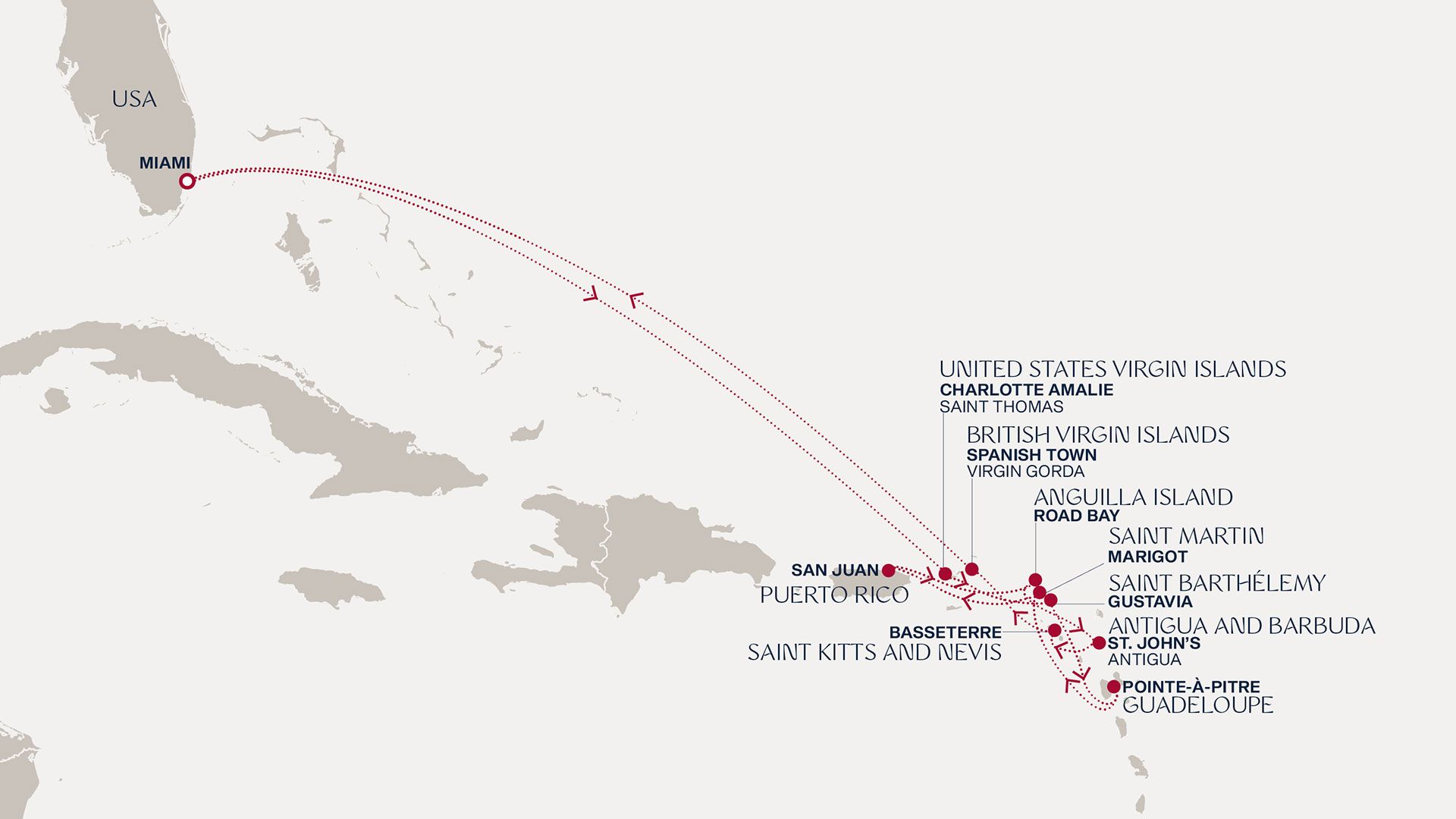 An Extended Journey from Miami's Shores to Caribbean Serenades Itinerary Map